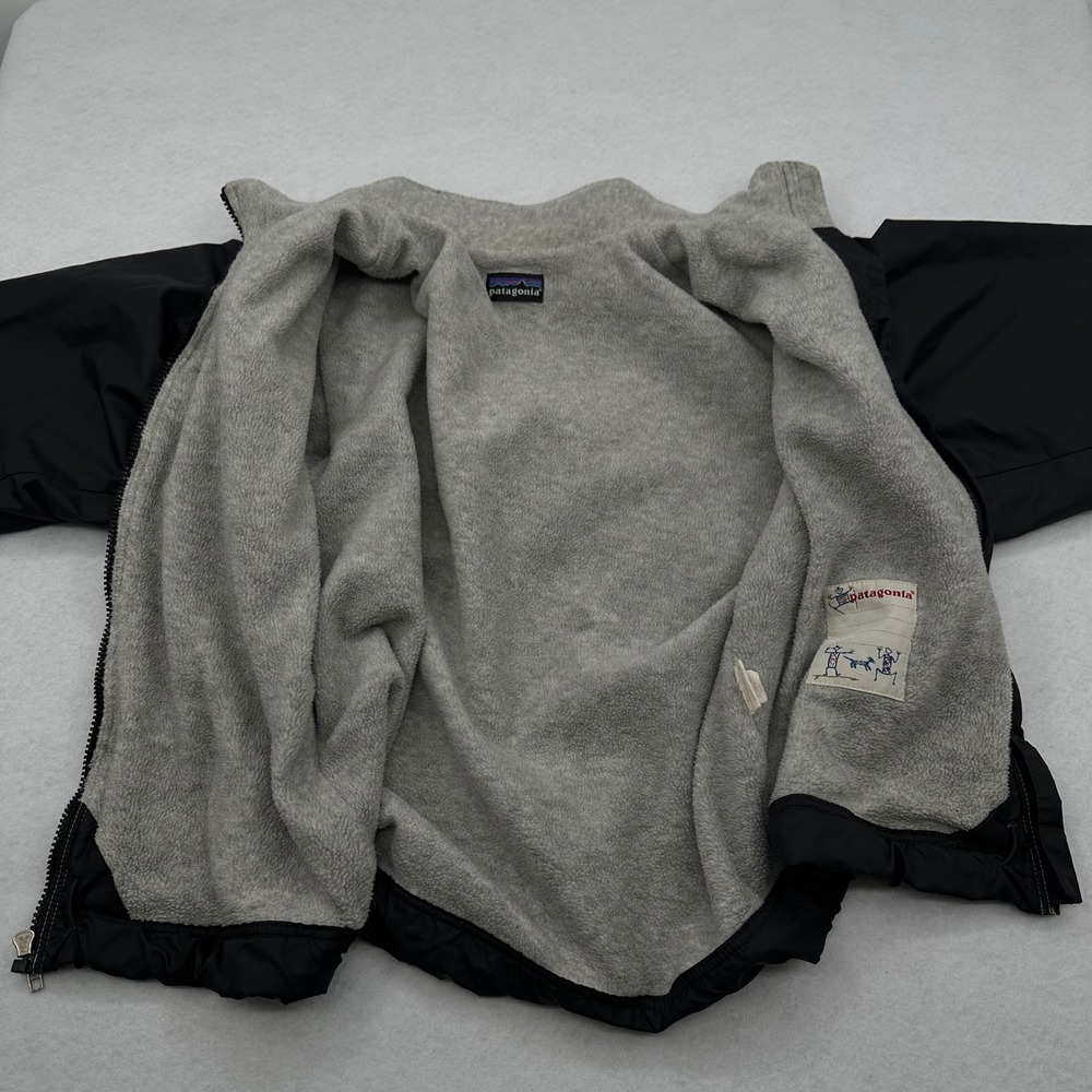 Patagonia Shelled Synchilla Jacket Black Grey Fleece Lined Bomber Women's Small - Picture 13 of 16